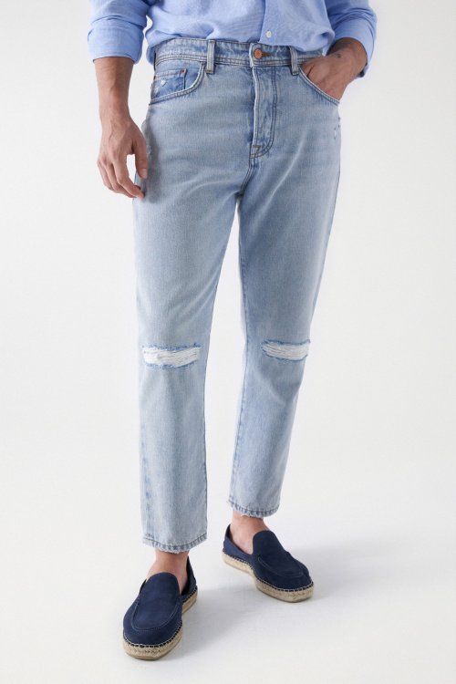 TAPERED JEANS WITH RIPS