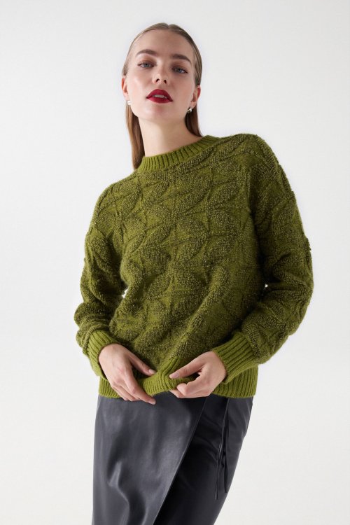 JACQUARD-PULLOVER MIT WOLLE UND MOHAIR