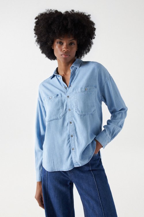 Buy Denim Shirt with Ruffle Accent Online at Best Prices in India - JioMart.