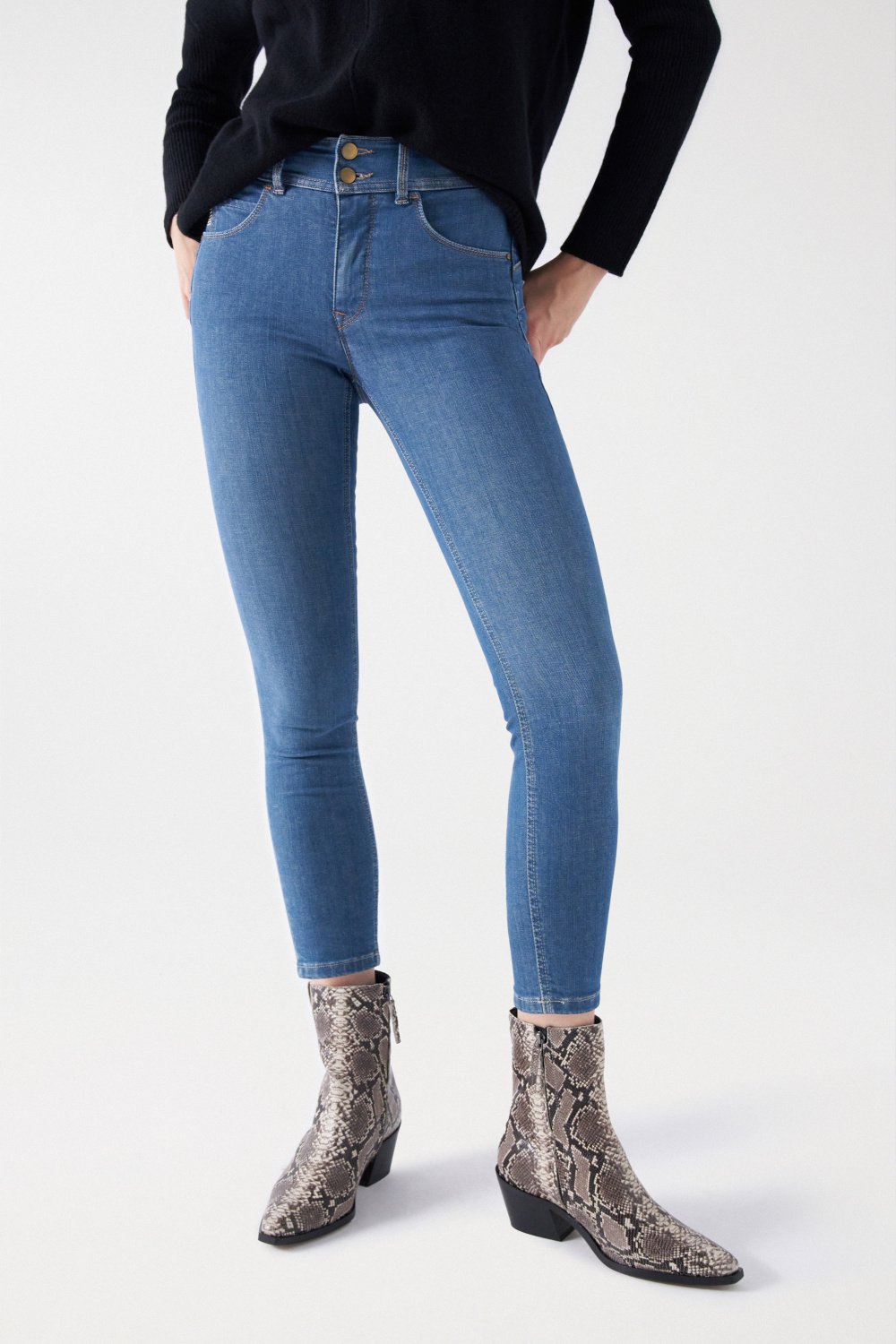 Jeans Secret Push In Skinny com brilhantes, Jeans de mulher