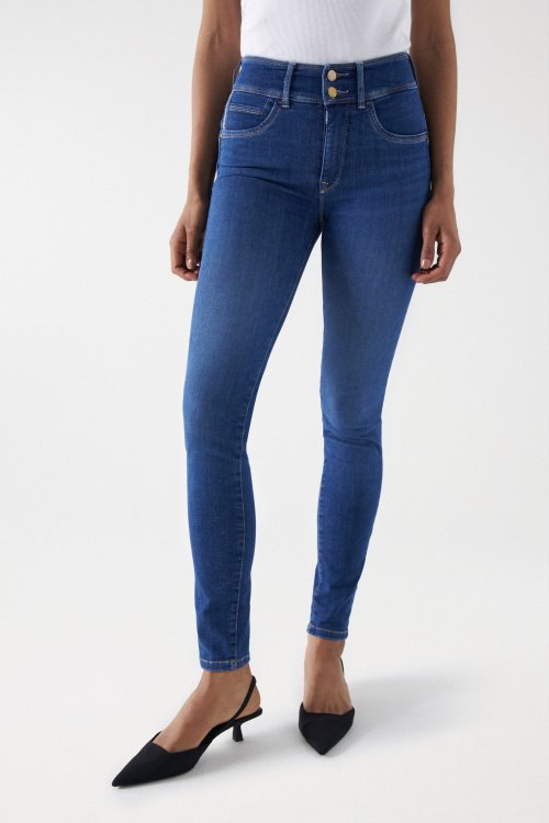 SECRET PUSH IN SKINNY JEANS WITH EMBROIDERED DETAIL