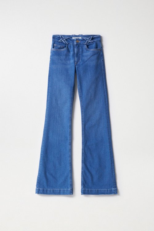 DESTINY PUSH UP FLARE JEANS WITH CROSSED BELT LOOPS