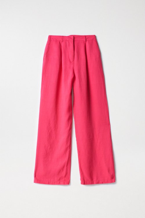 STRAIGHT SATIN-FEEL TROUSERS