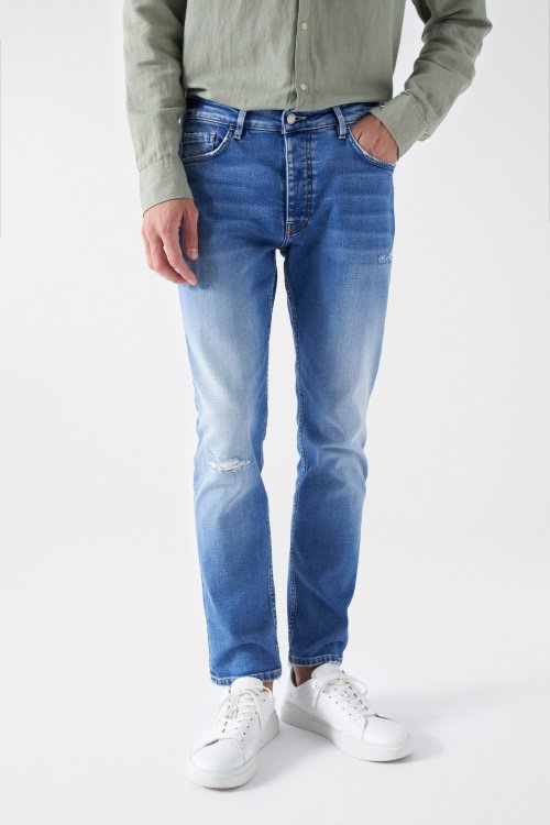 REGULAR JEANS WITH RIPS
