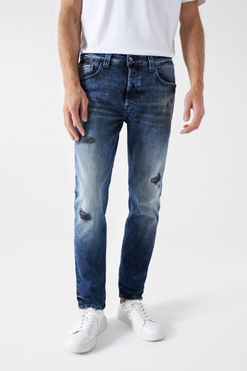 CRAFT SERIES REGULAR JEANS WITH BLACK RIPS