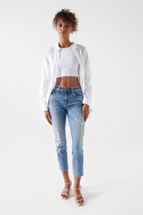 TRUE JEANS WITH RIPS