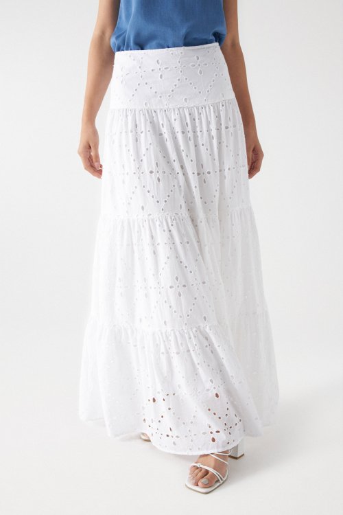 LONG SKIRT WITH BRODERIE ANGLAISE