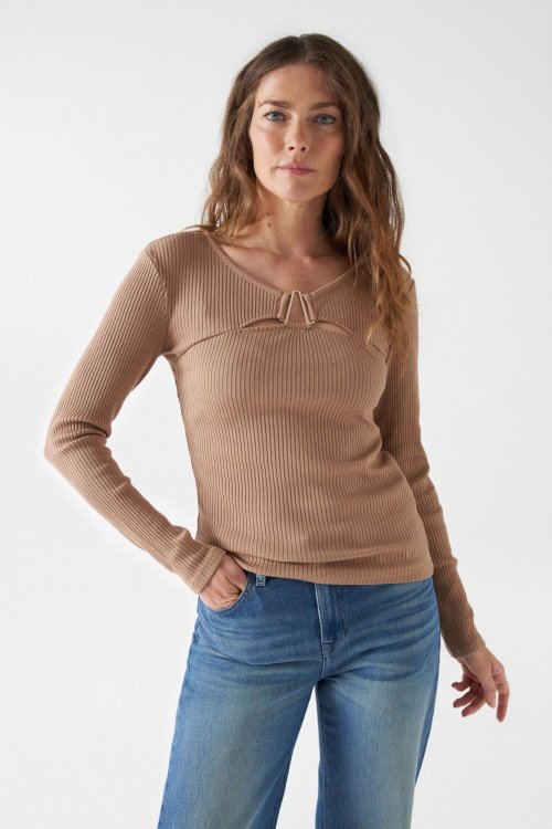RIBBED JUMPER WITH APPLIQUÉ