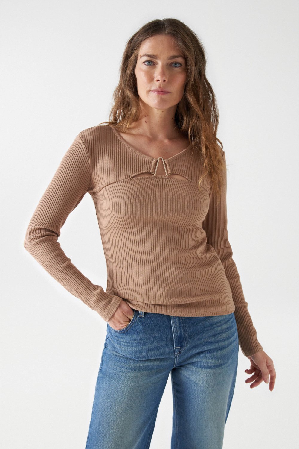 RIBBED JUMPER WITH APPLIQUÉ - Salsa