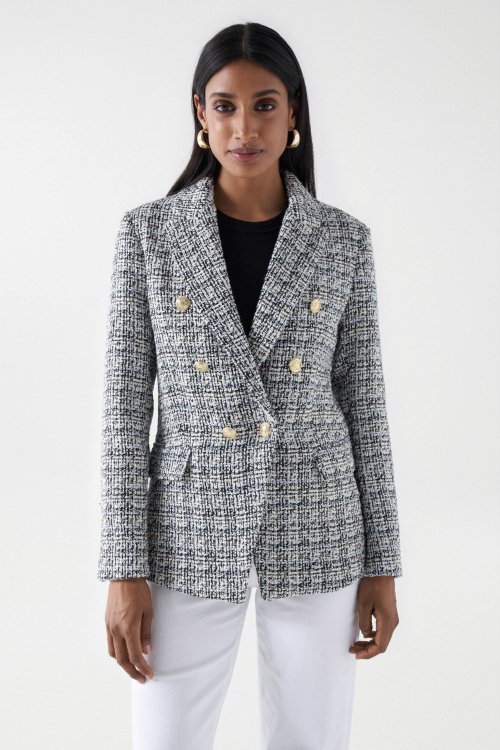 TWEED BLAZER WITH GOLD BUTTONS