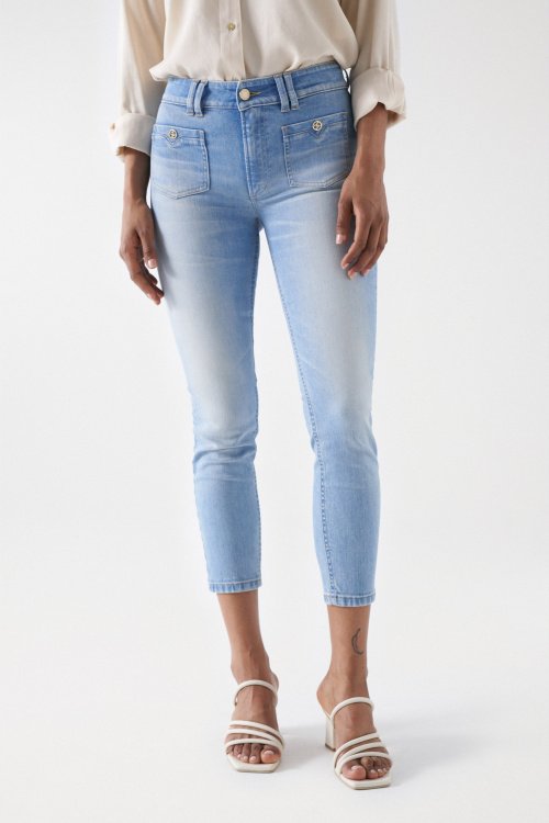 JEANS BÁSICO PUSH UP MUJER GRIS OSCURO