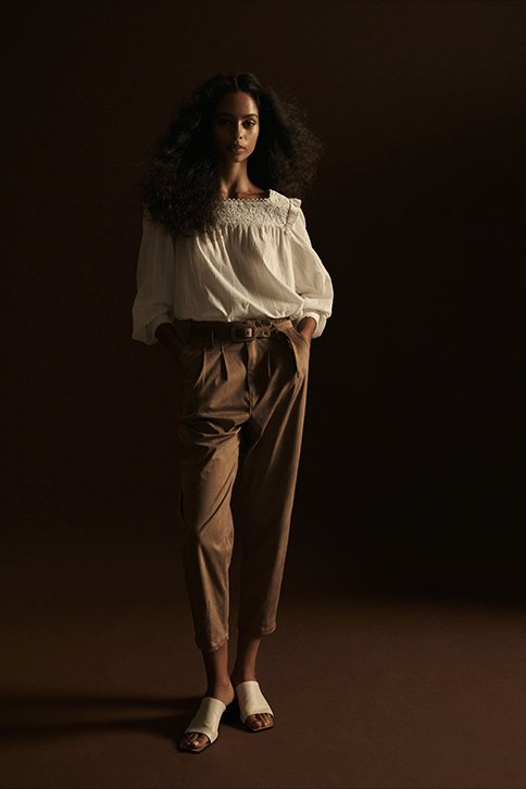 BAGGY SUEDE TROUSERS WITH BELT