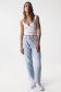 Cropped slim Boyfriend jeans, light wash with rips