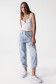 Cropped slim Boyfriend jeans, light wash with rips - Salsa